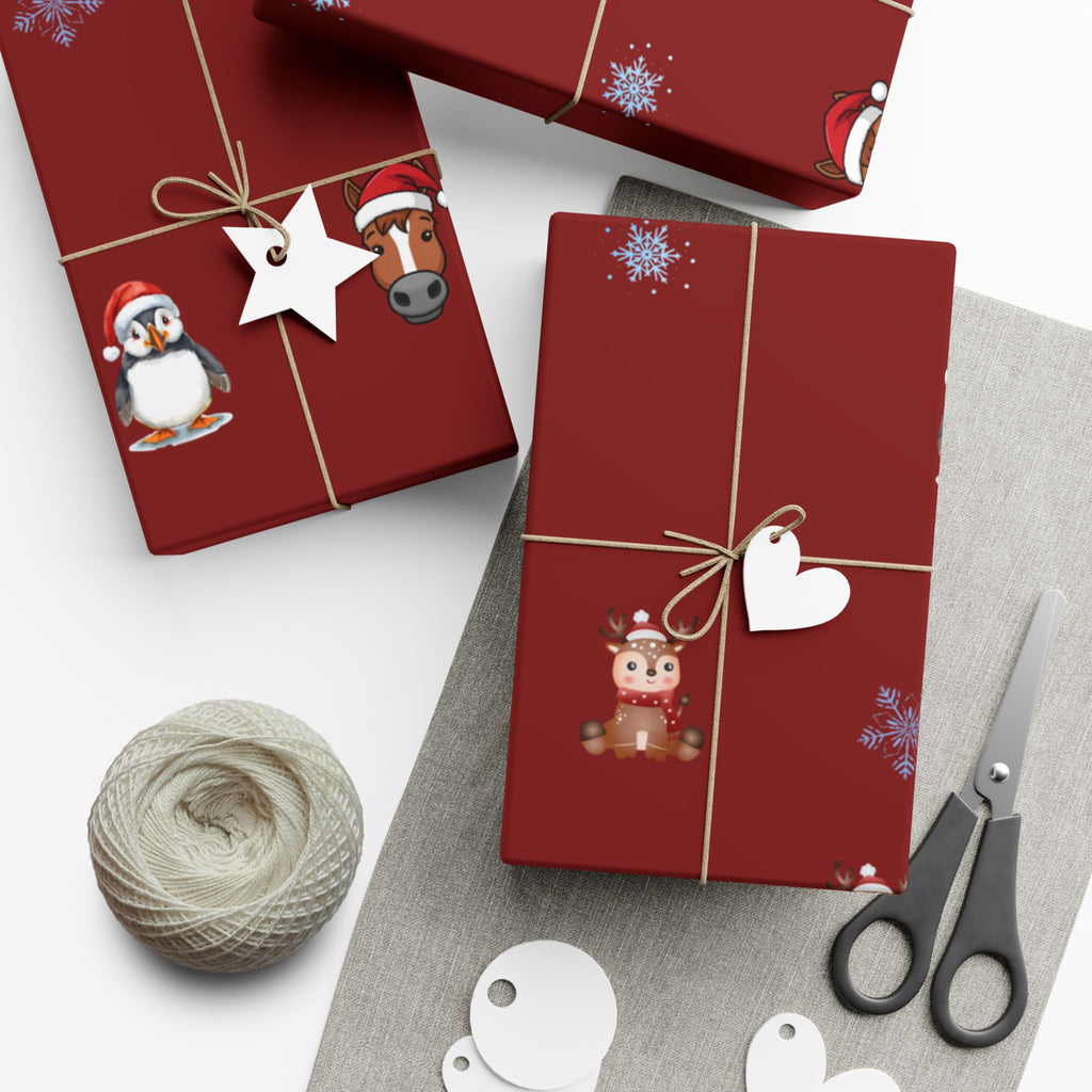 Christmas Puffin & Reindeer Gift Wrap Paper