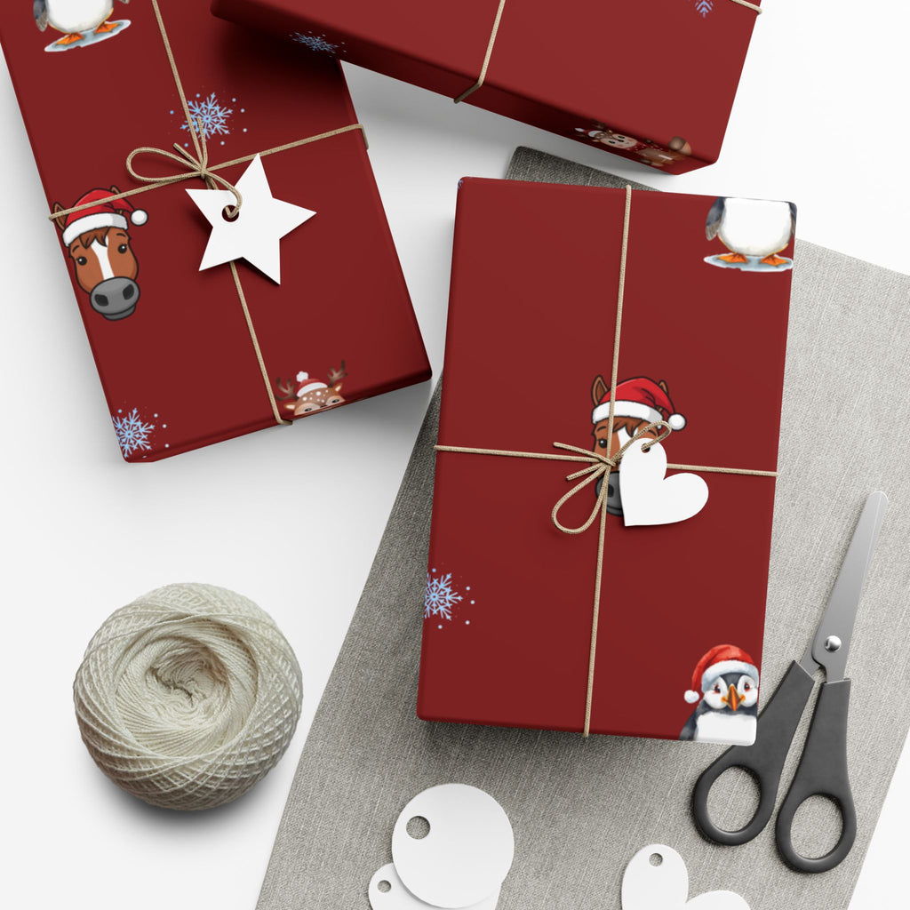 Christmas Puffin & Reindeer Gift Wrap Paper