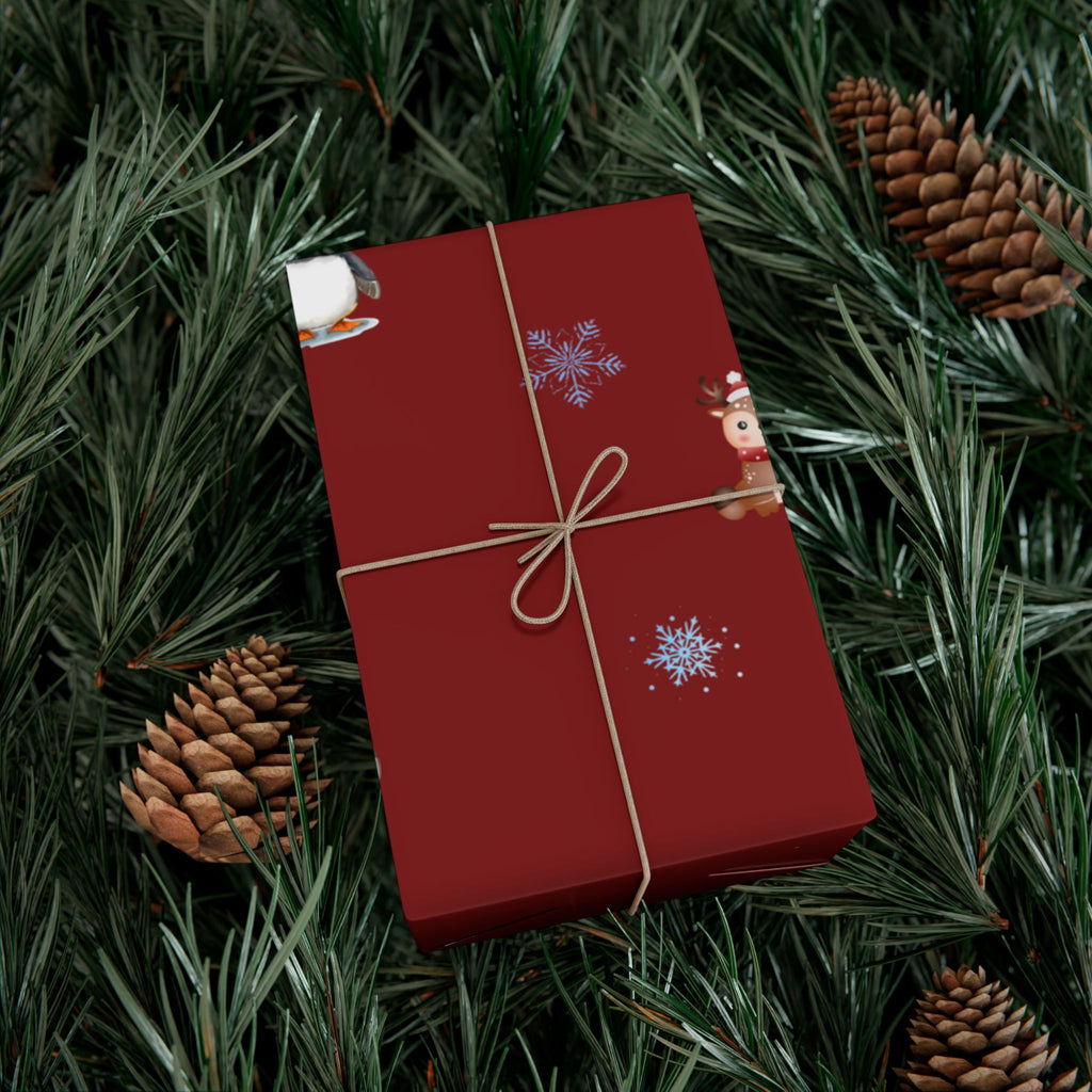Christmas Puffin & Reindeer Gift Wrap Paper