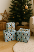 Blue Puffin Christmas Wrapping Paper
