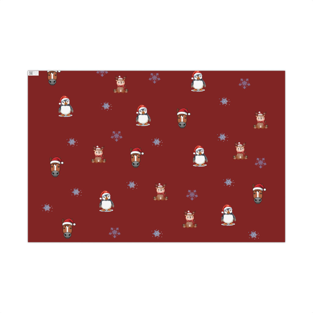Christmas Puffin & Reindeer Gift Wrap Paper