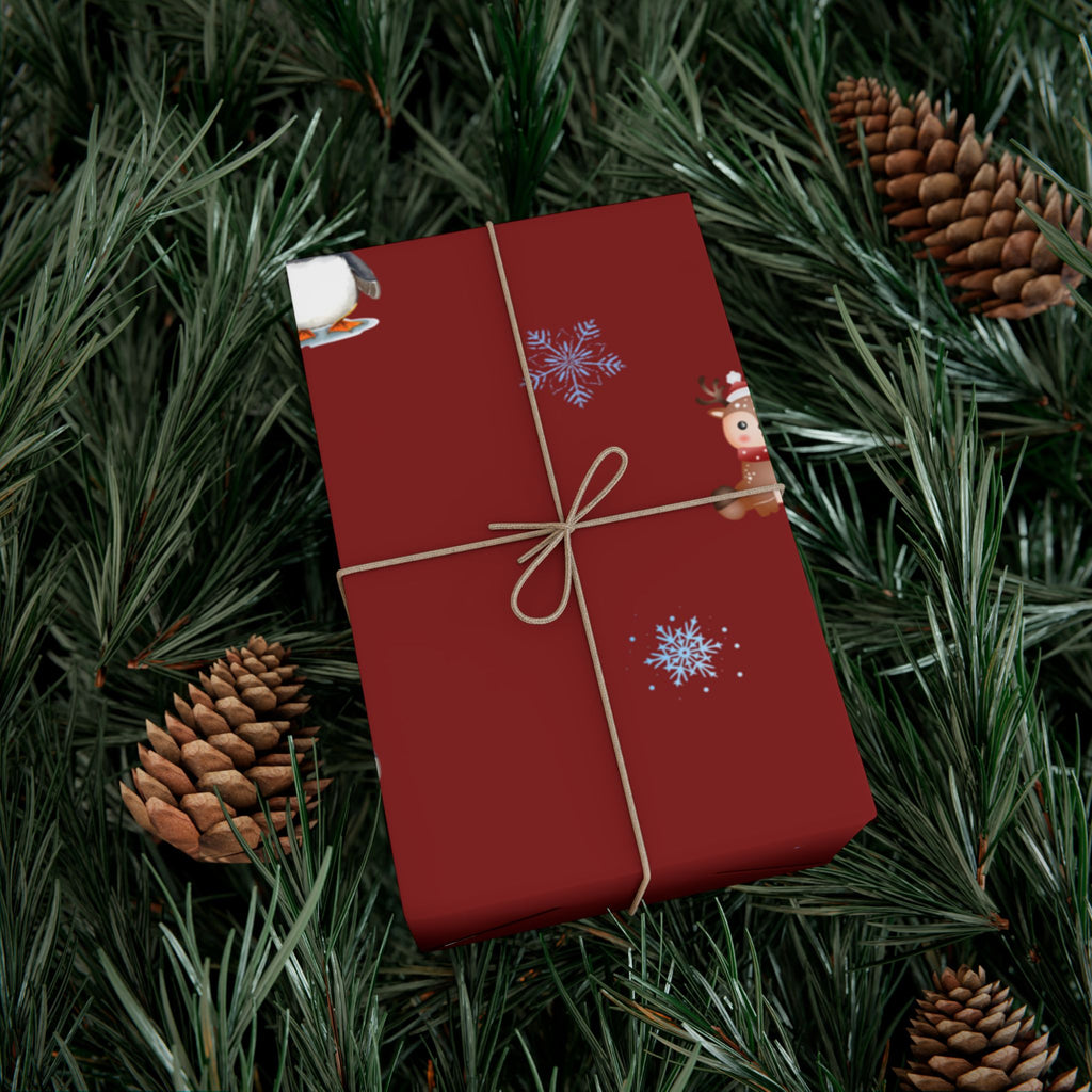 Christmas Puffin & Reindeer Gift Wrap Paper