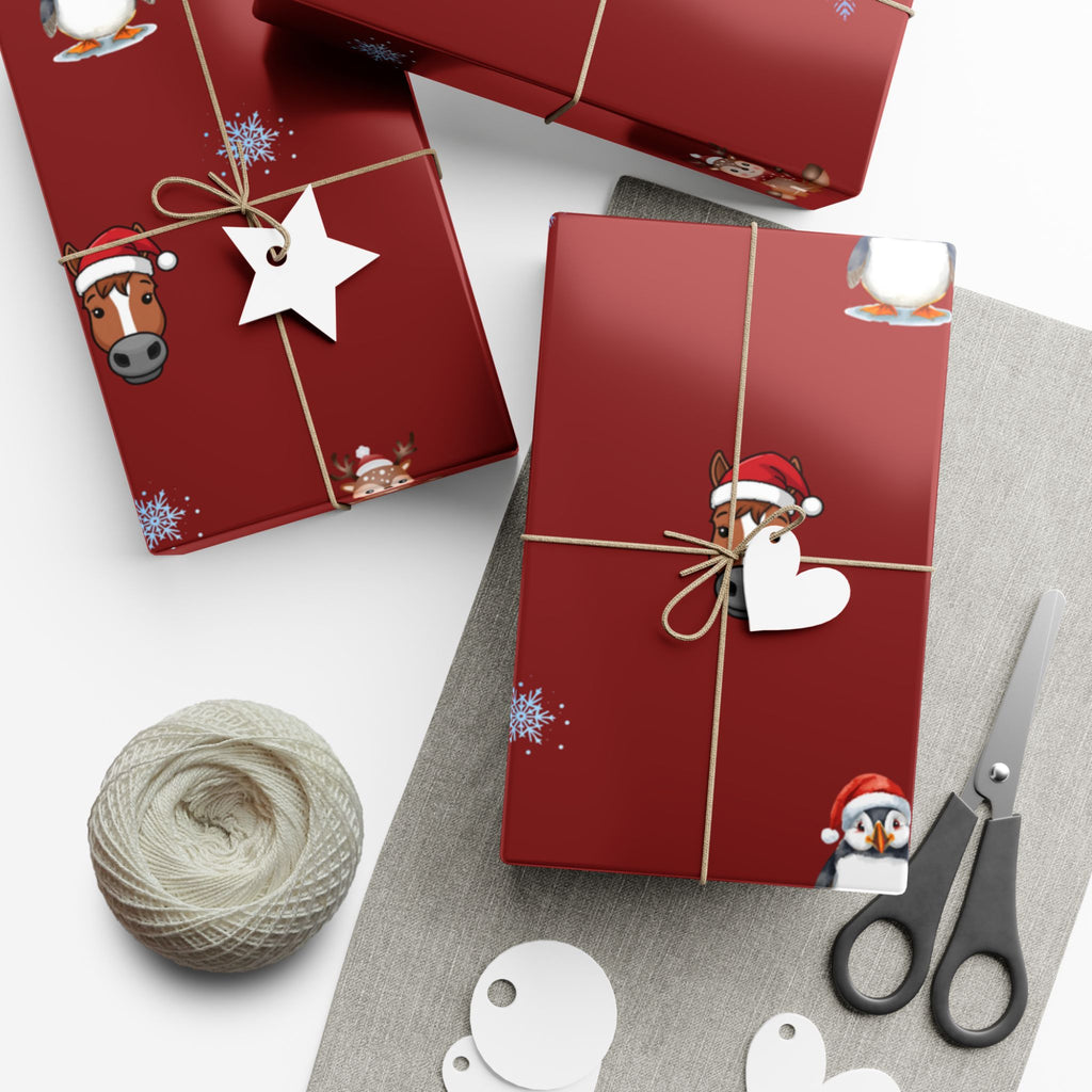 Christmas Puffin & Reindeer Gift Wrap Paper
